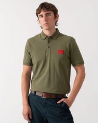 HUGO - Dereso222 Cotton Piqué Slim-Fit Polo Shirt With Logo Label - Lyst