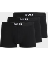 BOSS - 3-pack Stretch-cotton Trunks With Logo Waistbands Nos - Lyst