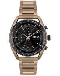 BOSS - Boss Center Court Gold Stainless Steel Strap Watch - Lyst