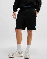 HUGO - Diz222 Cotton Terry Shorts With Logo Label - Lyst