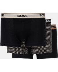 BOSS - Three-Pack Of Stretch-Cotton Trunks With Logo Waistbands - Lyst