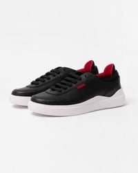 HUGO - Blake Leather Lace-up Trainers With Pop Colour Details - Lyst