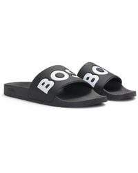 BOSS - Aryeh Italian-Made Slides With Large Logo Detail - Lyst