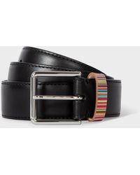 Paul Smith - Leather Belt With Signature Stripe Keeper - Lyst