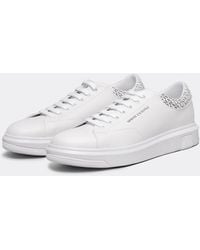 Armani Exchange - Leather Tennis Shoes With Aop Detail - Lyst