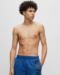HUGO - Octopus Quick-drying Swim Shorts With Large Contrast Logo - Lyst