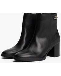Tommy Hilfiger - Stacked Heel Leather Ankle Boots - Lyst