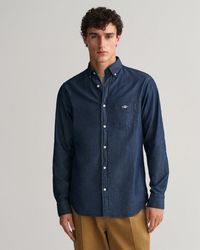 GANT - Regular Fit Indigo Shirt - Lyst