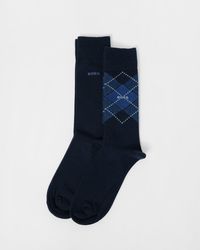 BOSS - Boss 2 Pack Combed Cotton Argyle Socks Colour: Dark 403 - Lyst