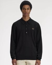 Fred Perry - Cable Knitted Long Sleeve Polo Shirt - Lyst