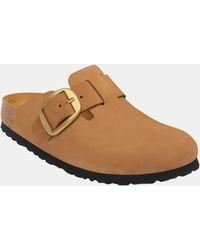 Birkenstock - Boston Big Buckle Nubuck Leather Clogs - Lyst