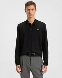 HUGO - Donoslong Cotton-Piqué Long Sleeve Polo Shirt With Logo Print - Lyst