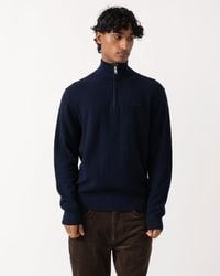 GANT - Herringbone Texture Half Zip Sweater - Lyst