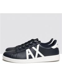 Armani Exchange Ax Logo Perforated Leather Sneakers - Blue