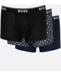 BOSS - Power Design 3-pack Stretch-cotton Trunks With Logo Waistbands - Lyst