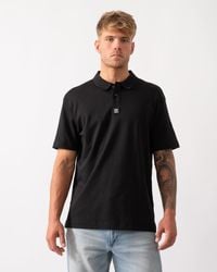 HUGO - Deabono Interlock Cotton Polo Shirt With Stacked Logo - Lyst