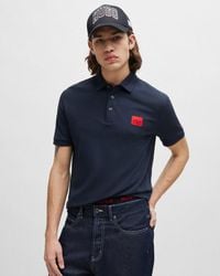 HUGO - Dereso222 Cotton Piqué Slim-Fit Polo Shirt With Logo Label Nos - Lyst