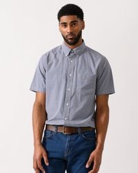 GANT - Regular Fit Classic Poplin Gingham Short Sleeve Shirt - Lyst