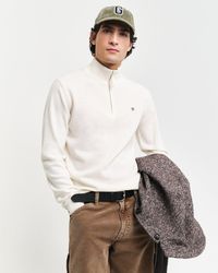 GANT - Superfine Lambswool Half Zip Cardigan - Lyst