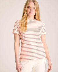 Joules - Daisy Short Sleeve Frilled Neck Top - Lyst