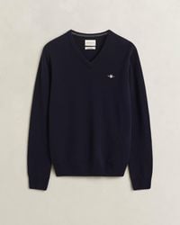 GANT - Superfine Lambswool V-Neck Sweater - Lyst