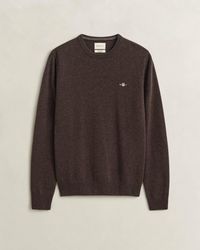 GANT - Superfine Lambswool Crew Neck Sweater - Lyst