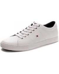 tommy hilfiger essential leather icon logo trainer in white