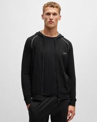 BOSS - Boss Mix&Match Stretch-Cotton Zip-Up Hoodie With Embroidered Logo - Lyst