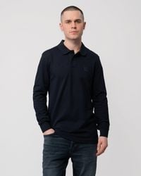 BOSS - Passerby Long Sleeve Stretch-Cotton Polo Shirt With Logo Patch Nos Size: M - Lyst
