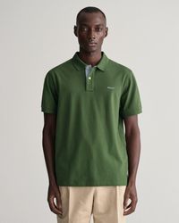 GANT - Regular Fit Short Sleeve Contrast Pique Rugger Colour: 313 Pine, Size: M - Lyst