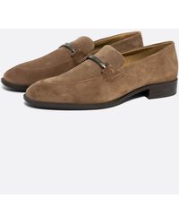 BOSS - Colby Suede Loafers With Branded Hardware Trim - Lyst