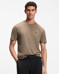 BOSS - Tee Stretch Cotton T-Shirt With Contrast Logo - Lyst
