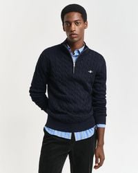 GANT - Cotton Cable Half Zip Jumper - Lyst