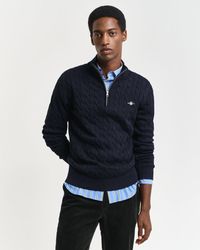 GANT - Cotton Cable Half Zip Jumper - Lyst