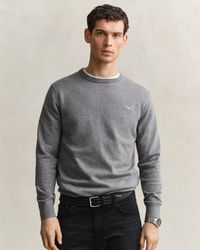 GANT - Classic Cotton Shield Logo Crew Neck Jumper - Lyst