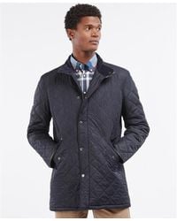 Barbour Long Powell Quilted Jacket - Blue