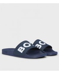 BOSS - Aryeh Italian-Made Slides With Large Logo Detail - Lyst