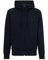 BOSS - Saggy Stretch Cotton Zip-up Hoodie With Logo Print Nos - Lyst