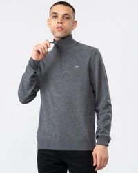 GANT - Superfine Lambswool Half Zip Cardigan - Lyst