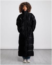 Rains Extra Long Puffer Coat in Black | Lyst
