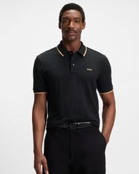 BOSS - Parlay 190 Cotton-Piqué Polo Shirt With Contrast Tipping - Lyst