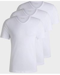BOSS - 3-pack V-neck Underwear T-shirts In Cotton Jersey - Lyst