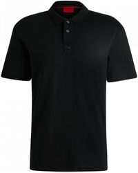 HUGO - Deabono Interlock Cotton Polo Shirt With Stacked Logo - Lyst