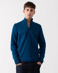 BOSS - Ever-X Cotton Blend Zip-Neck Sweater With Logo Print Size: L - Lyst