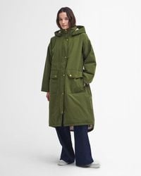 Barbour - Marnie Long Waterproof Jacket Colour: Dark Moss/Light Sand/Pastel - Lyst