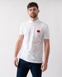 HUGO - Dereso222 Cotton Piqué Slim-Fit Polo Shirt With Logo Label Nos - Lyst