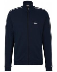 BOSS by HUGO BOSS - Full Zip Loungewear Jacket With Embroidered Logo - Lyst