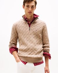 Tommy Hilfiger - Classic Cotton Cable Half Zip Mock Sweatshirt - Lyst
