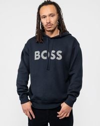 BOSS - Boss Kallivan Knit Hoodie Colour: Dark 404, Size: M - Lyst