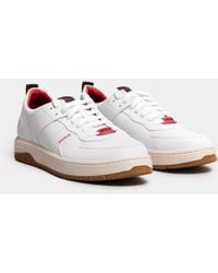 HUGO - Kilian_tenn Mixed-material Trainers With Bonded Leather And Perforations - Lyst